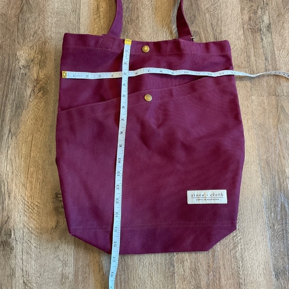 Stone + Cloth Tote Bag Backpack Convertible Maroon Burgundy Cotton Canvas Snap - Picture 14 of 16